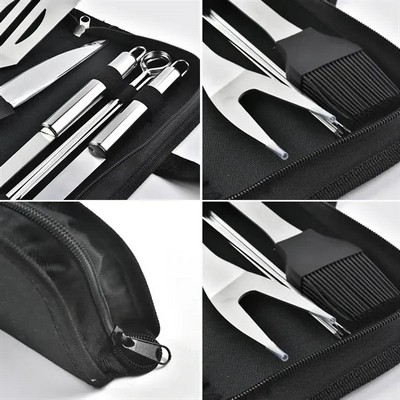 9 Pieces Stainless Steel Grill Kit with Case