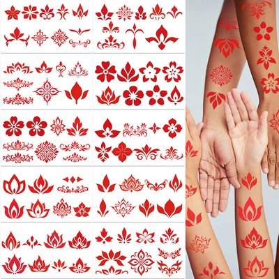 10 Red Chinese Style Eyebrow Tattoo Stickers