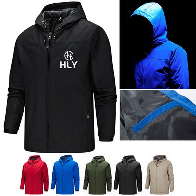 Large Hooded Windbreaker Sport Jackets