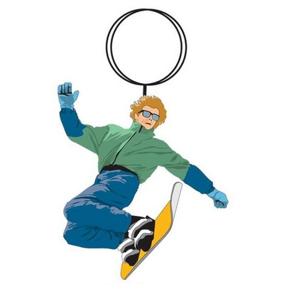 Snowboarding Key Chain w/Clear Mirrored Back (6 Square Inch)