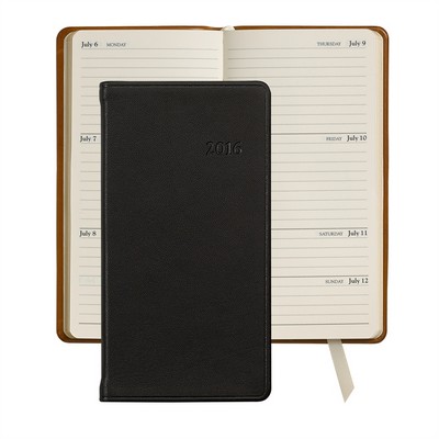 6" Personal Pocket Appointment Book W/ Traditional Leather Cover