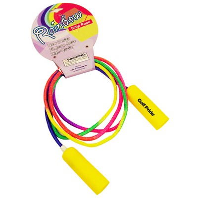 7' Yellow Handle Rainbow Colored Jump Rope