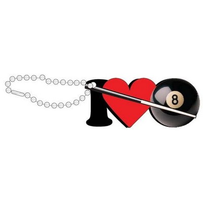 I Love Pool Promotional Key Chain w/ Black Back (12 Square Inch)