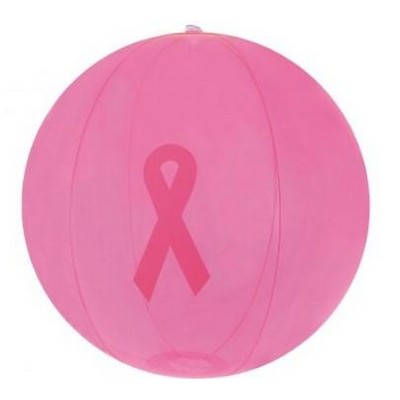 16" Inflatable Transparent Beach Ball w/ Pink Ribbon Imprint©