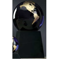 6" Cobalt Blue Glass World Globe Award