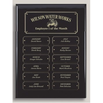 Piano Finish Perpetual Plaque w/24 Plates (12" x 15")