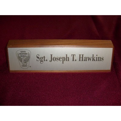 Walnut Desk Name Block with Plate