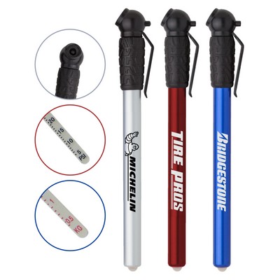 Aluminum Tire Pressure Gauge with Rubber Head & Clip