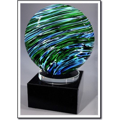 Amazon Storm Art Glass Sculpture w/ Marble Base (4"x5.75")