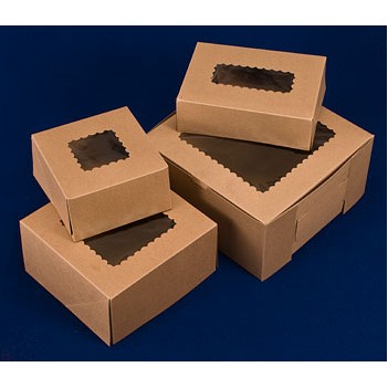 Windowed Kraft Cake Bakery Box w/Lock Corner (10"x10"x5")