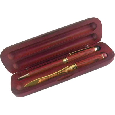 Rosewood stylus / ball point pen and letter opener gift set