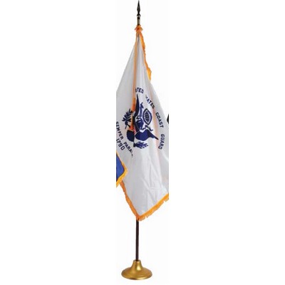 Coast Guard Indoor Military Flag Display Set (3'x5' Flag & 8' Pole)