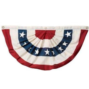 Pleated Cotton Full Fan w/Printed Stripes & Stars (18"x36")