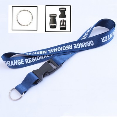 3/4" Polyester Lanyard W/ Metal Split Ring & Snap Buckle Release