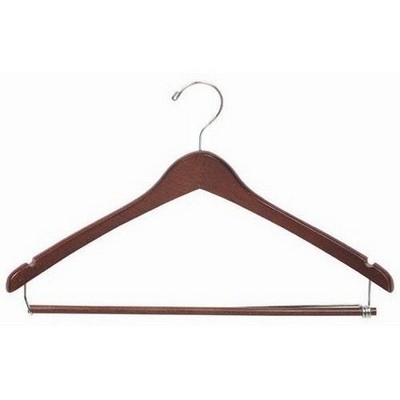 Contoured Wooden Coat Hanger w/Locking Bar