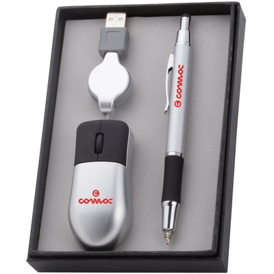 LED Stylus Ballpoint Pen & USBl Mouse Gift Set