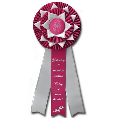 Custom Rosette Ribbon w/ 3 Streamers (6 1/2" X 17")