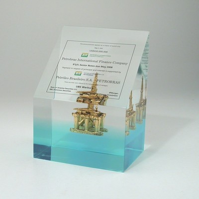 Wedge Slanted Top Lucite® Embedment Award (4" x 5 3/8" x 3")