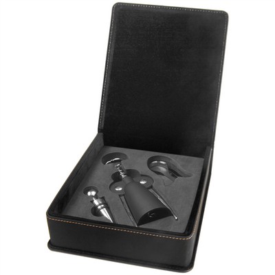 Three Piece Wine Tool Gift Set - Black