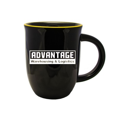 14Oz. Salem Mugs Black in w/ Yellow Trim