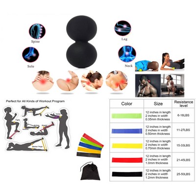 Kidder iBank® Double Massage Ball + Fitness Resistance Bands Set (Black)