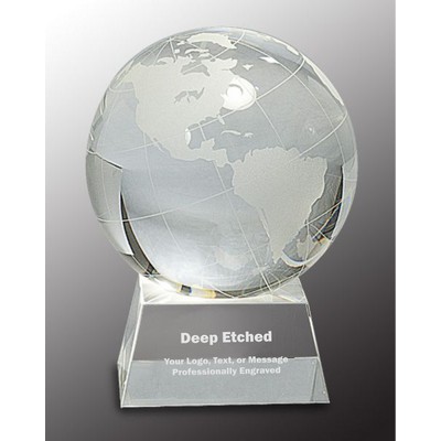 5 1/2" Crystal Globe Award on Clear Base