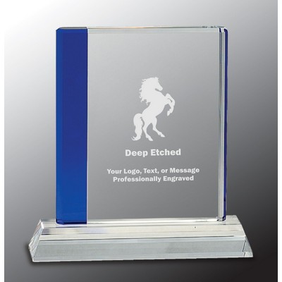 7 1/4" Blue Edge Crystal Award on Clear Base