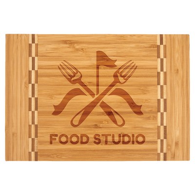 12" x 8.25" Bamboo Cutting Board with Butcher Block Inlay