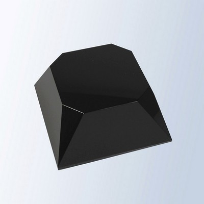 Black Crystal Four Sided Slant Base, 4" Sq, 3" Sq Top