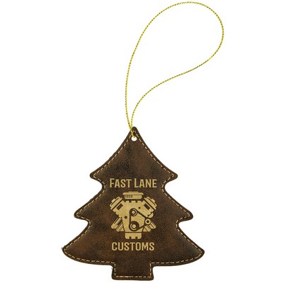 Rustic/Gold Leatherette Tree Ornament