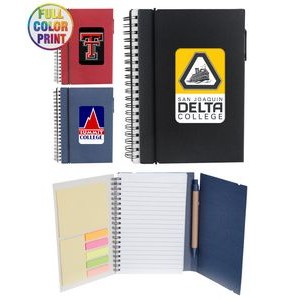 Eco Spiral Notebook W/Sticky Notes and Flags & Pen - Full Color