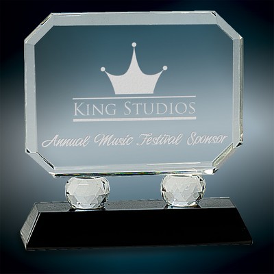 Small Rectangle Crystal Award w/Facet Accents