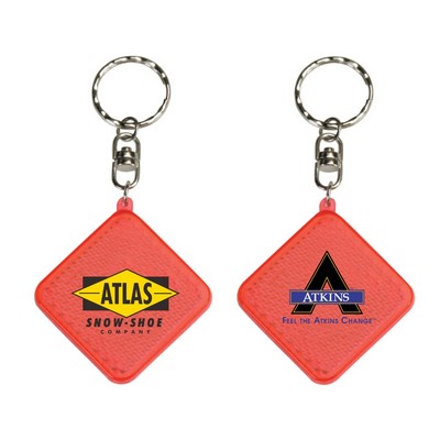 Square Diamond Red Reflector Keyring