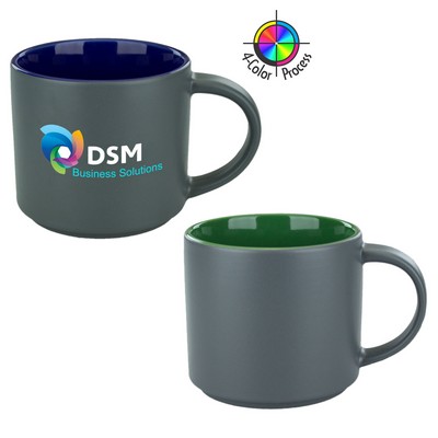 16 Oz. Two Tone Norwich Contemporary Mug w/Satin Graphite Exterior & Green Interior - Full Color