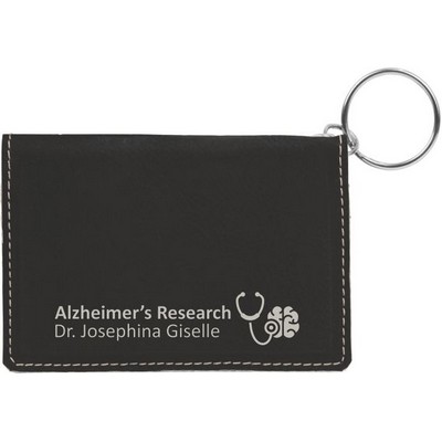 Black & Silver Leatherette ID Holder & Key Chain