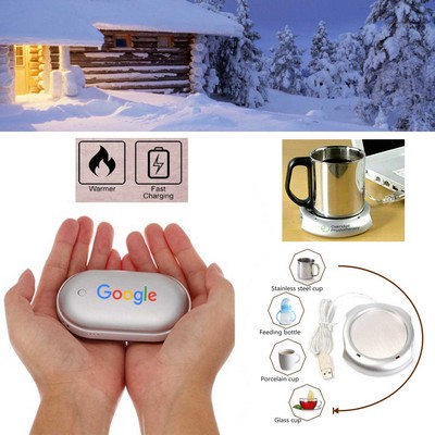 Kidder iBank® Hand Warmer + 5200mAh Power Bank Charger + Cup Warmer (Silver)