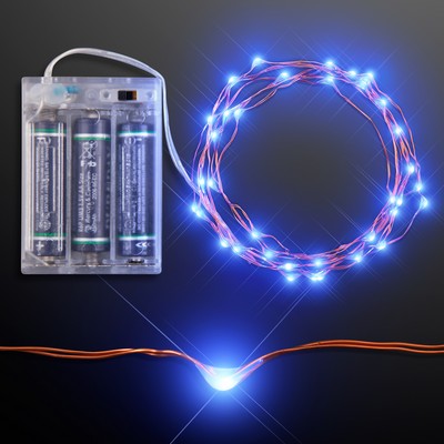 76" Blue LED String Lights for Crafts & Costumes, Battery Operated - BLANK