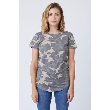 Women's Camo Slub Scallop Bottom T-Shirt