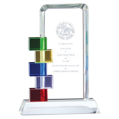 8 ½" Multi-Color Glass Stacked Blocks Award