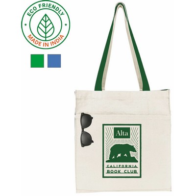 Book Tote Bag Eco Friendly Canvas Green Trim