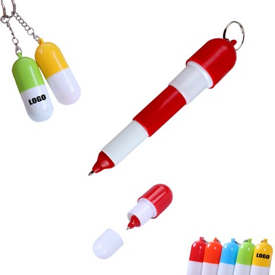 Capsule Shaped Pen w/Keychain