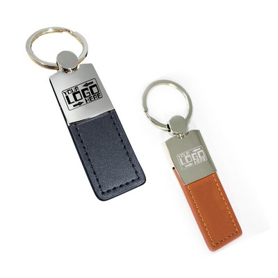 Metal Simulated Leather Key Tag