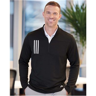 Adidas® 3-Stripes Double Knit Quarter-Zip Pullover