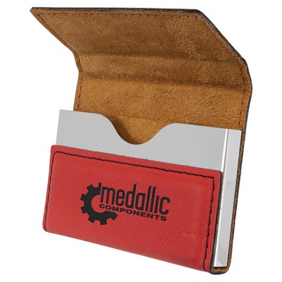 3 3/4" x 2 3/4" Red Laser Engraved Hard Business Card Holder