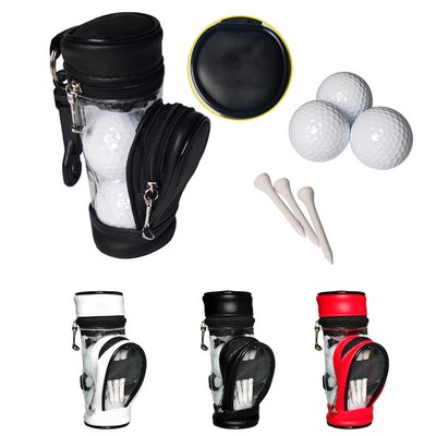 Golf Ball Pouch Golf Bag With 2 Golf Balls 3 Golf Tees