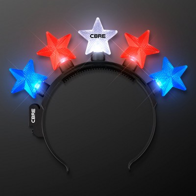 Light Up Stars Headband Red, White & Blue - Domestic Print