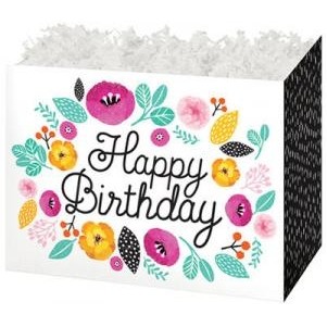 Small Birthday Flowers Theme Gift Basket Box