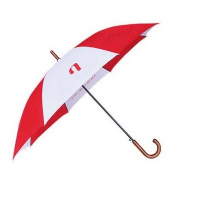 48" Auto Open Wooden Handle Umbrella - Double Color Canopy