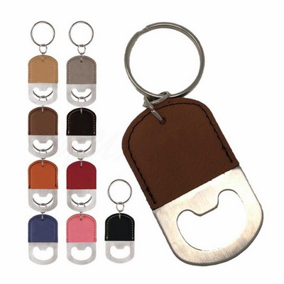 Leatherette Bottle Opener Key Ring