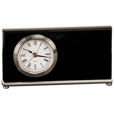 7.5" x 4" Black Piano Finish Horizontal Desk Clock